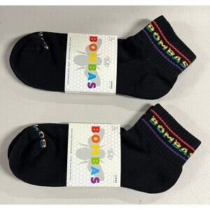 2 Pack Rainbow Bombas Bee Proud Quarter Pride Socks Black Large Unisex NWT